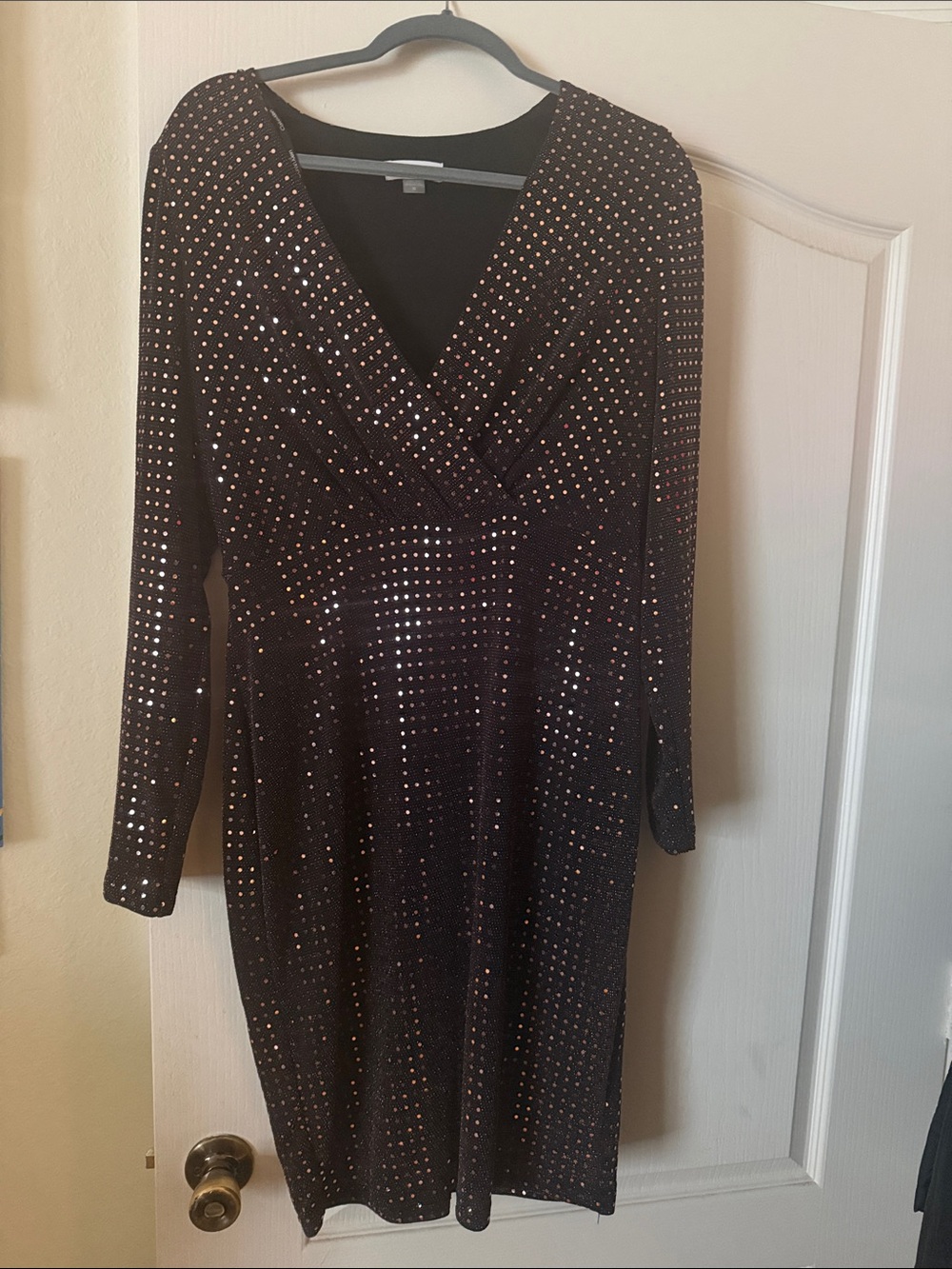 Calvin Klein Black Sequin Long Sleeve Dress
